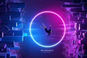 Asian woman in virtual space through metaverse