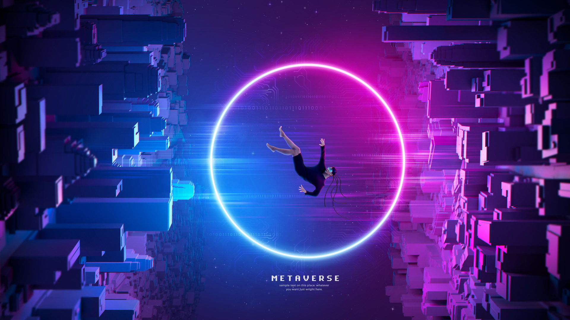 Asian woman in virtual space through metaverse