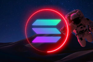 Solana SOL Cryptocurrency. Solana coin growth chart on the exchange, chart. High quality illustration