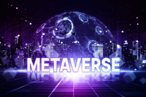 Metaverse world virtual reality technology concept. Internet of things (IoT). Futuristic business finance blockchain