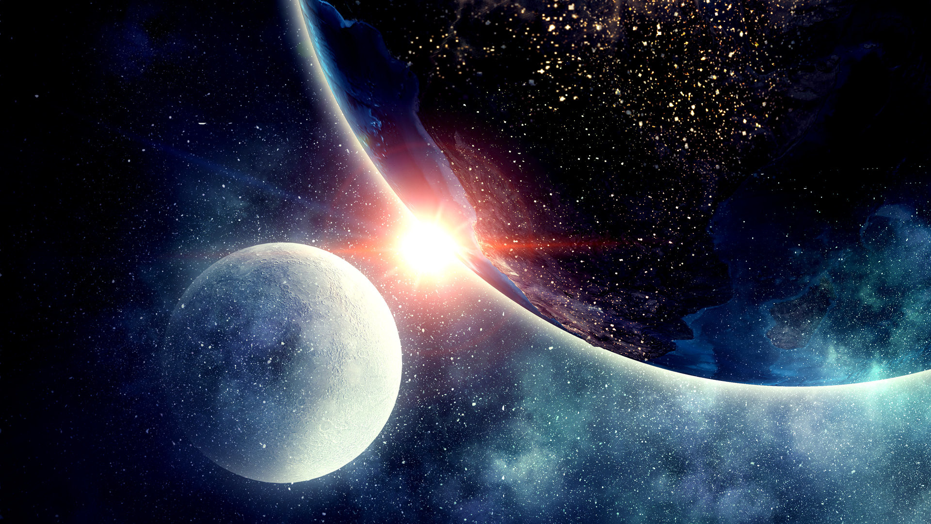 Exploring outer space. Mixed media
