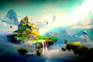 Chinese style fantasy scenes.