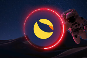 Terra LUNA Cryptocurrency. Bitcoin coin growth chart on the exchange, chart. High quality illustration
