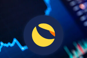 Terra LUNA Cryptocurrency. Bitcoin coin growth chart on the exchange, chart. High quality illustration