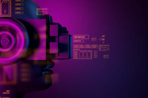metaverse vr world simulation gaming cyberpunk style, digital robot ai, 3d illustration rendering, virtual reality device